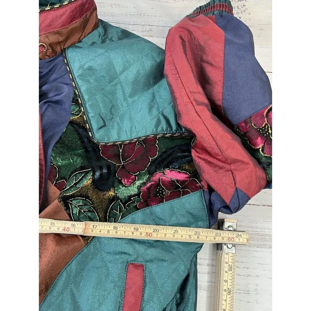 Vintage Westbound Windbreaker Womens L Petites Velvet Burnout Floral Jacket 80s - Picture 11 of 16
